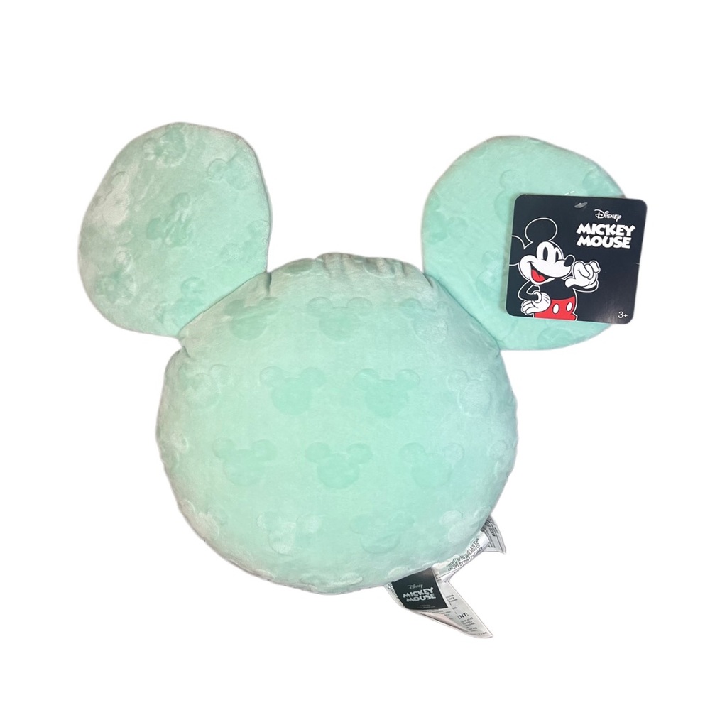 Disney Mickey Mouse Mint Green Plush Throw Pillow 17” NWT Shaped Ears
